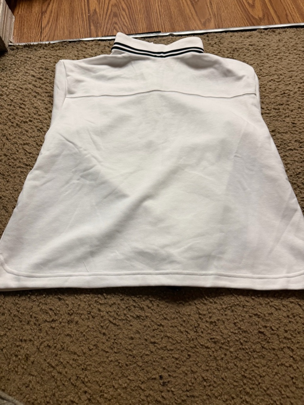 Nike White Crewneck Sweater with Black-Trim Collar